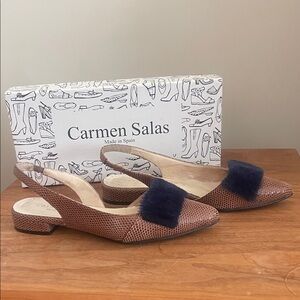 Brown Flats with Navy Accent